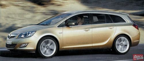 Это только компьютерный рисунок, но реальная Astra-универсал будет выглядеть почти так же &mdash; с панорамным задним стеклом и ниспадающей линией остекления, как у хэтчбека