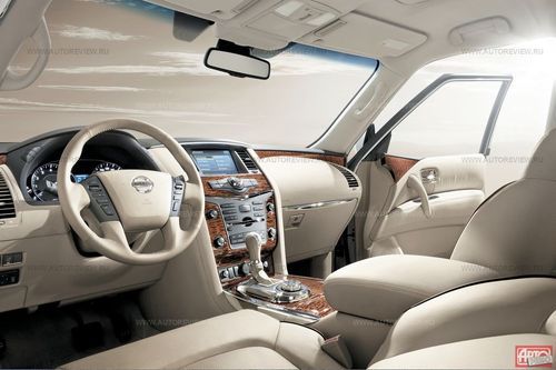 Интерьер шикарен. Под стать ему и оснащение. В верхней части центральной консоли расположен мультимедийный центр, включающий в себя DVD-проигрыватель, «всеформатный» музыкальный центр, навигацию и видеокомплекс кругового обзора. По запросу на экран можно выводить показания системы контроля за давлением в шинах и данные маршрутного компьютера. Между передними сиденьями установлен бокс-холодильник, вмещающий шесть пластиковых бутылок с водой