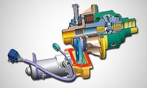Электронно-управляемый активный задний дифференциал отвечает за оптимальное распределение тяги между колёсами. По команде «мозгов» устройства, электропривод сжимает пакет фрикционов, обеспечивая нужную степень блокировки, вплоть до полной. Поэтому даже на скользкой поверхности ускорение получается настолько эффективным, насколько хватает сцепных свойств задних шин