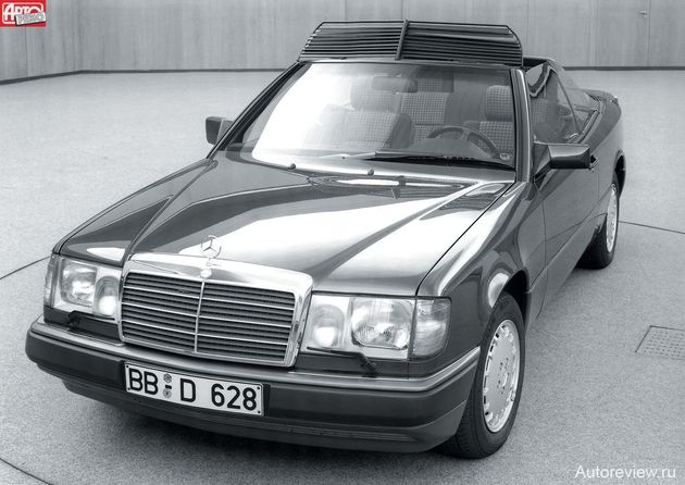 Один из экспериментальных образцов c огромным дефлектором, смонтированным на Мерседесе А124, 1990 год